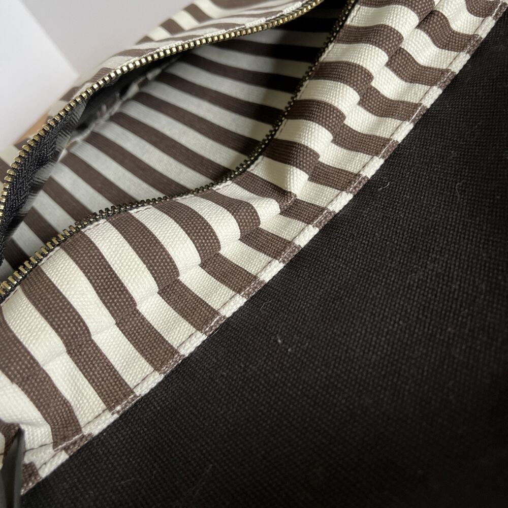 Henri Bendel Brown/White/Black Striped Canvas Large Size Backpack - Picture 6 of 12